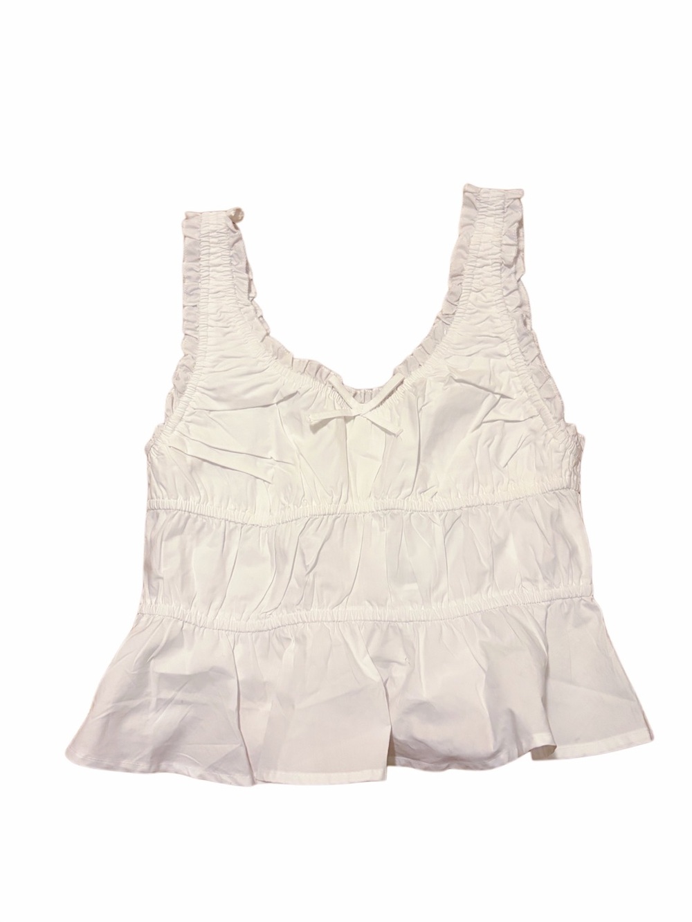 Women's White Ruffled Tank Top